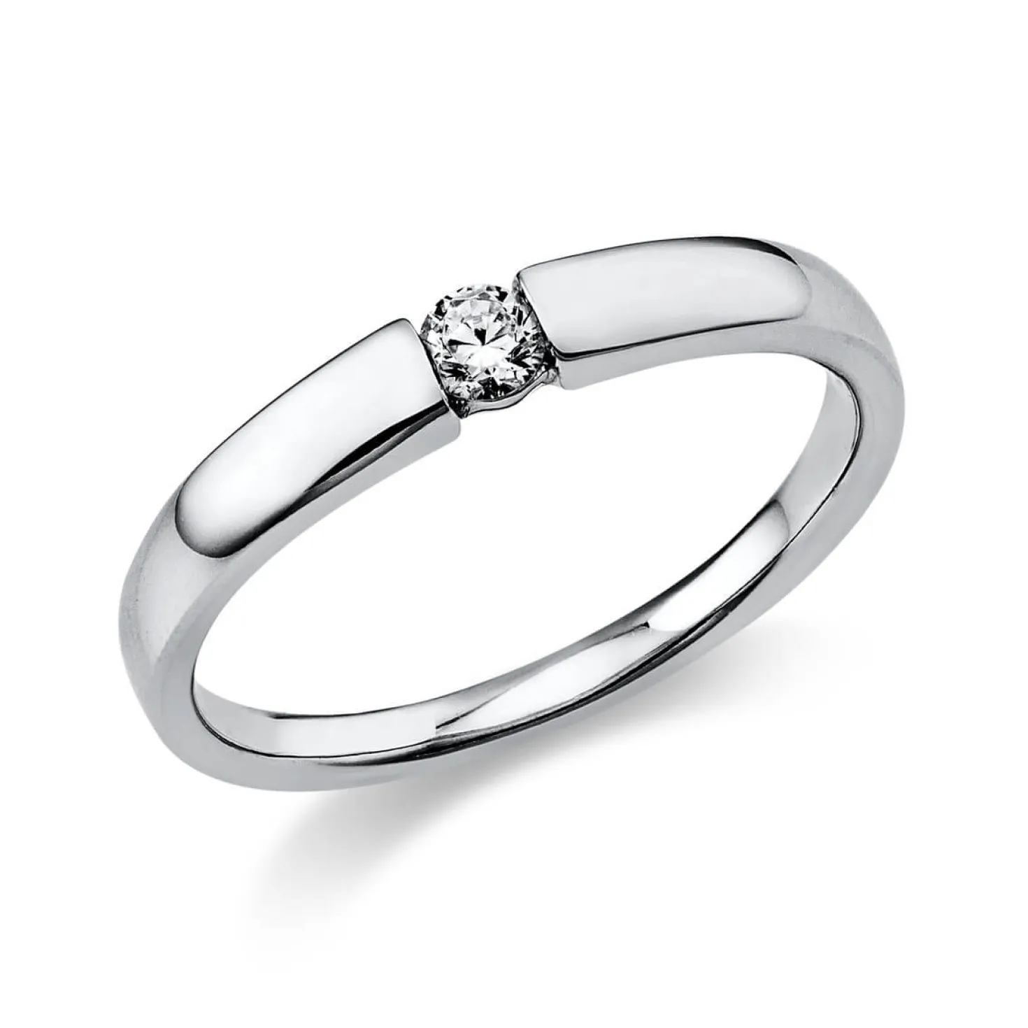 Solitär Ring Damenring aus 950 Platin mit Diamant Brillant 0,10 Ct.