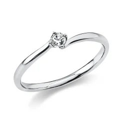 Solitär Ring Damenring aus 950 Platin mit Diamant Brillant 0,10 Ct. 4er-Krappe
