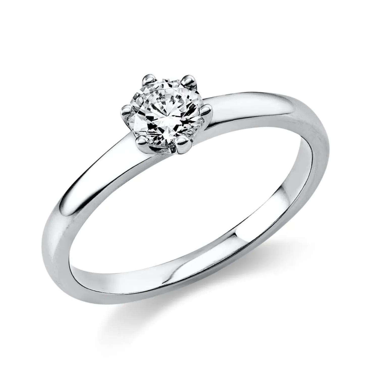 Solitär Ring Damenring aus 950 Platin mit Diamant Brillant 0,40 Ct. 6er-Krappe