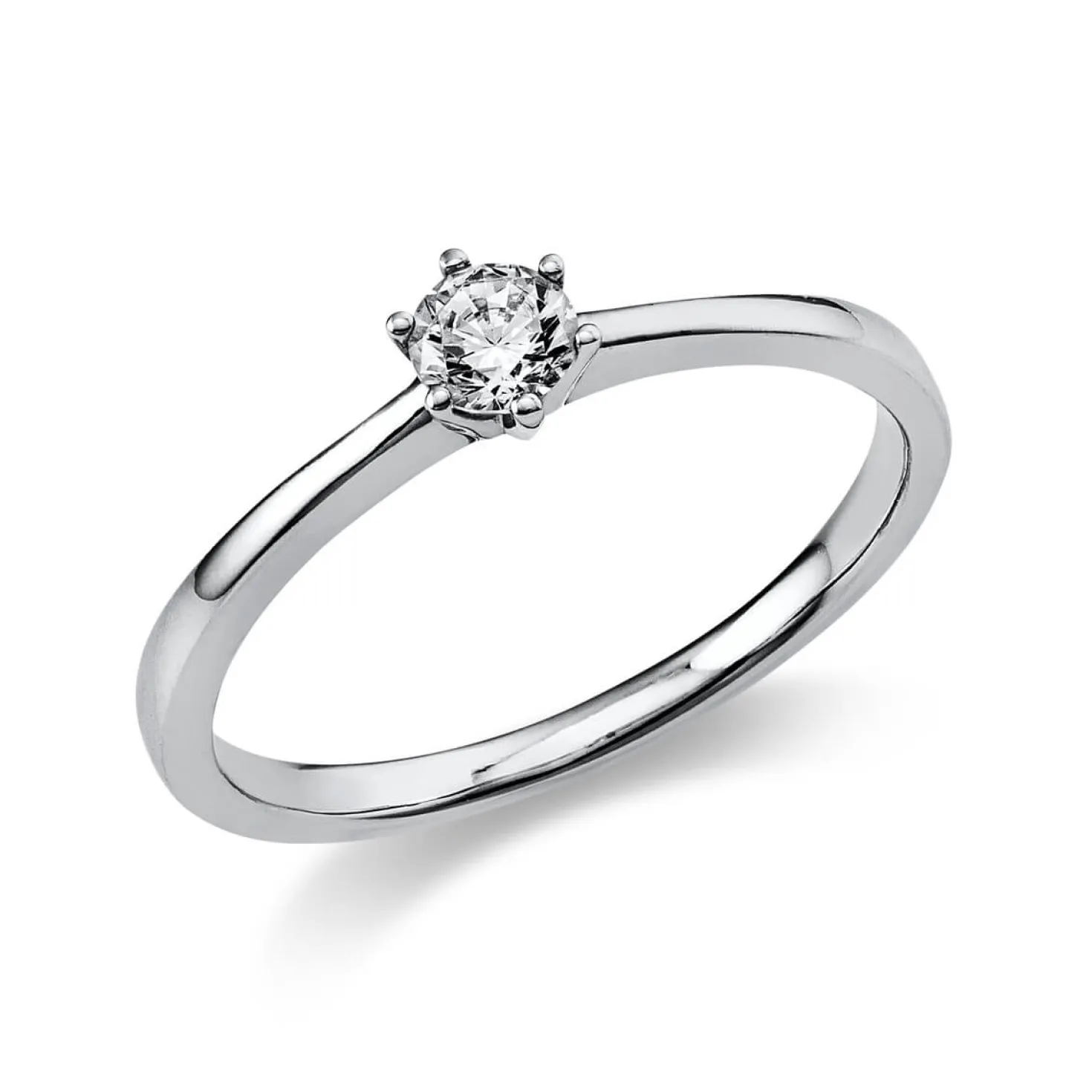Solitär Ring Damenring aus 950 Platin mit Diamant Brillant 0,20 Ct. 6er-Krappe