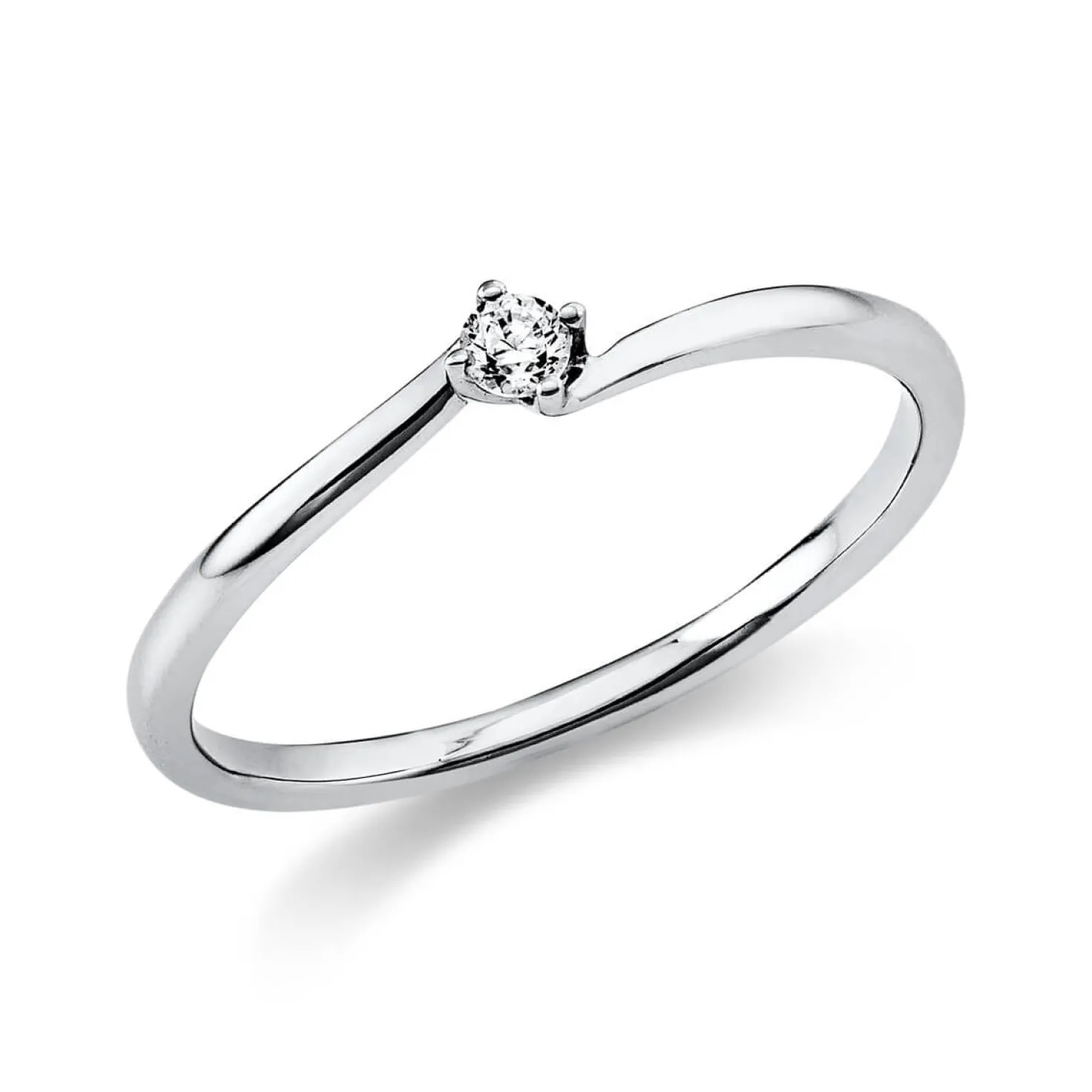 Solitär Ring Damenring aus 950 Platin mit Diamant Brillant 0,05 Ct 4er-Krappe