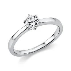 Solitär Ring Damenring aus 950 Platin mit Diamant Brillant 0,40 Ct. 6er-Krappe