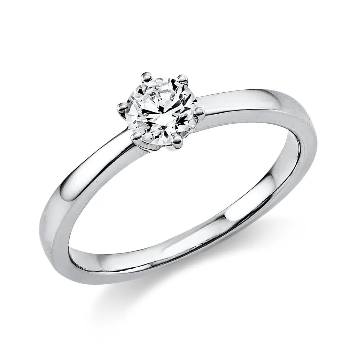 Solitär Ring Damenring aus 950 Platin mit Diamant Brillant 0,40 Ct. 6er-Krappe