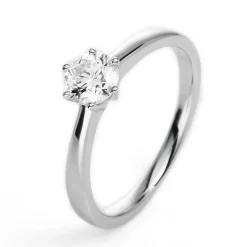 Solitär Ring Damenring aus 950 Platin mit Diamant Brillant 0,40 Ct. 6er-Krappe