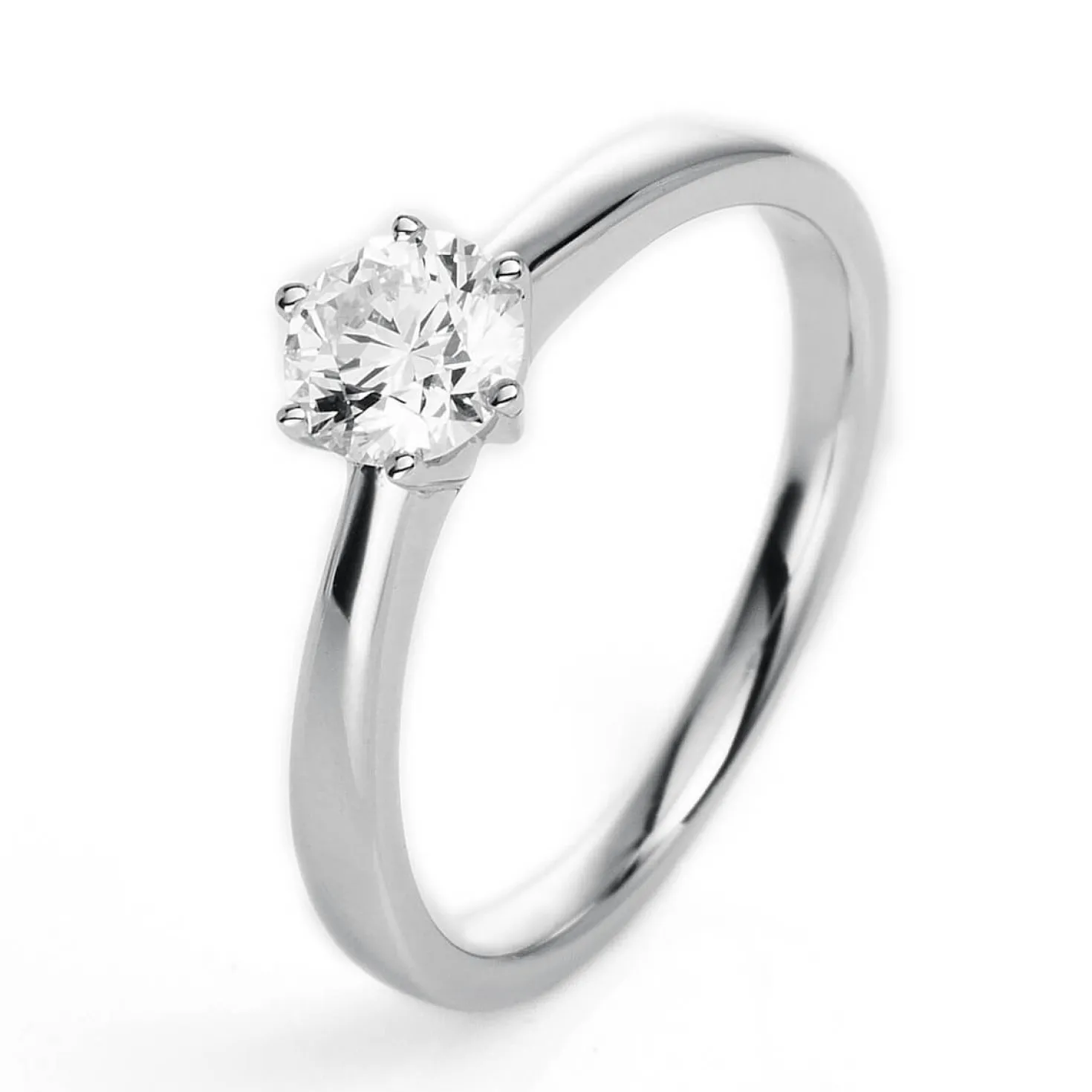 Solitär Ring Damenring aus 950 Platin mit Diamant Brillant 0,40 Ct. 6er-Krappe