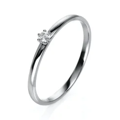 Solitär Ring Damenring aus 950 Platin mit Diamant Brillant 0,05 Ct 6er-Krappe