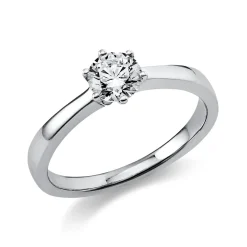 Solitär Ring Damenring aus 950 Platin mit Diamant Brillant 0,50 Ct. 6er-Krappe