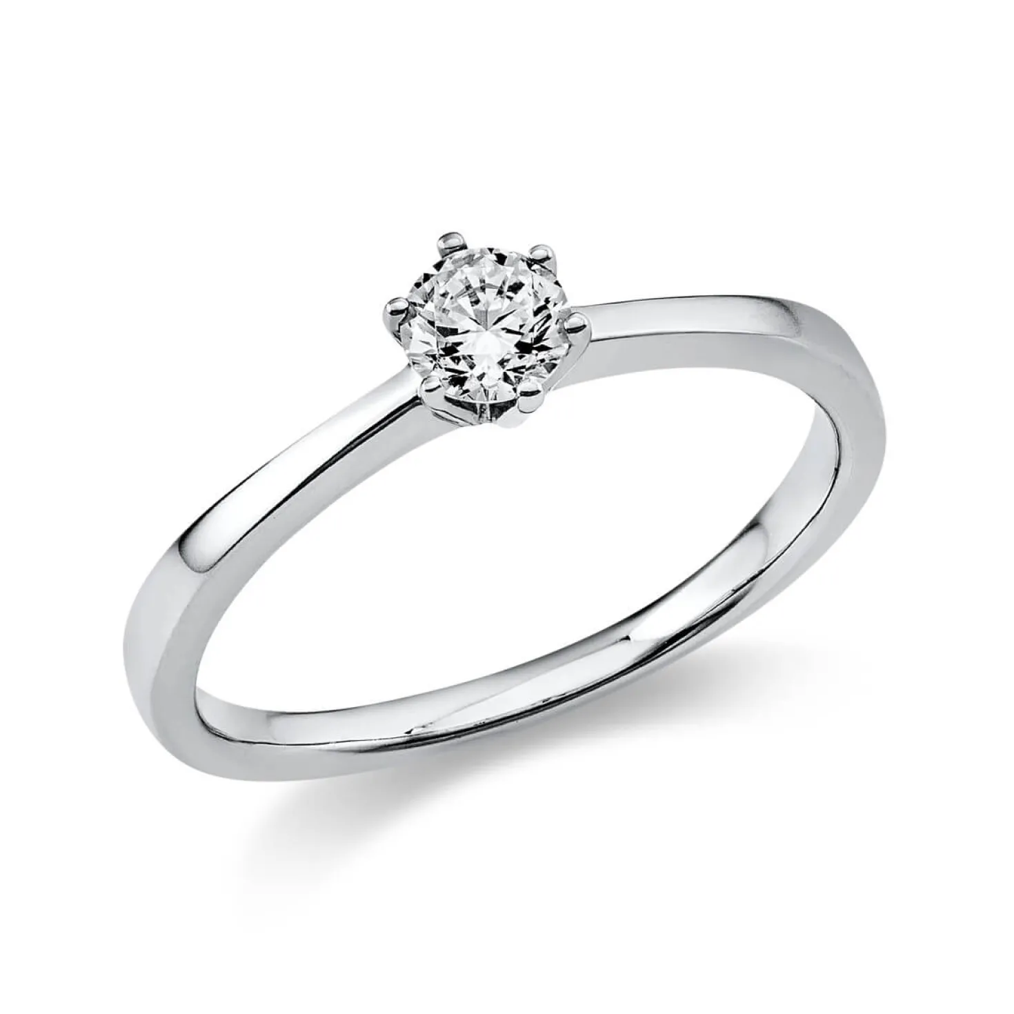 Solitär Ring Damenring aus 950 Platin mit Diamant Brillant 0,25 Ct 6er-Krappe