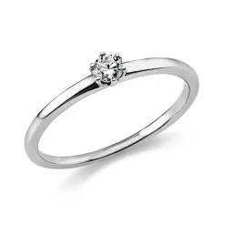 Solitär Ring Damenring aus 950 Platin mit Diamant Brillant 0,10 Ct. 6er-Krappe