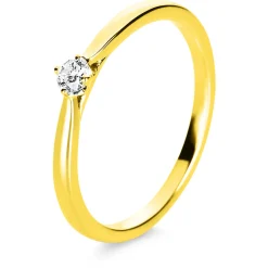 Solitär Ring Damenring 585 Gold Gelbgold Diamant Brillant 0,10 Ct. 4er-Krappe