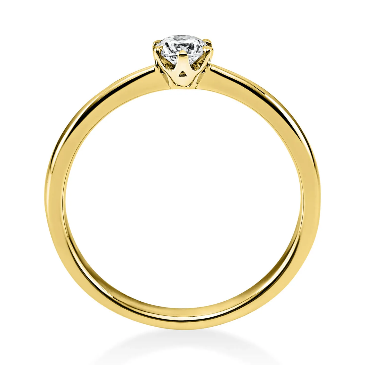 Solitär Ring Damenring 750 Gold Gelbgold Diamant Brillant 0,20 Ct. 6er-Krappe