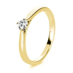 Solitär Ring Damenring 585 Gold Gelbgold Diamant Brillant 0,20 Ct. 4er-Krappe