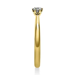 Solitär Ring Damenring 750 Gold Gelbgold Diamant Brillant 0,10 Ct. 6er-Krappe