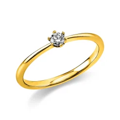 Solitär Ring Damenring 585 Gold Gelbgold Diamant Brillant 0,10 Ct. 6er-Krappe