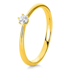 Solitär Ring Damenring 585 Gold Gelbgold Diamant Brillant 0,10 Ct. 6er-Krappe