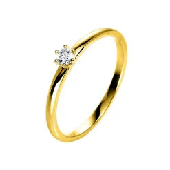 Solitär Ring Damenring 585 Gold Gelbgold Diamant Brillant 0,10 Ct. 6er-Krappe