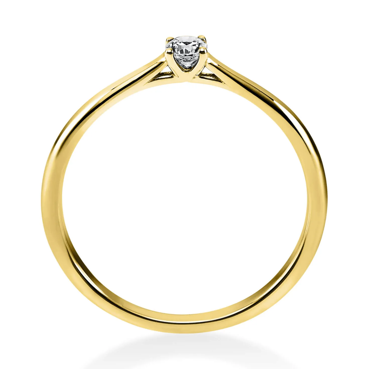 Solitär Ring Damenring 585 Gold Gelbgold Diamant Brillant 0,10 Ct. 4er-Krappe