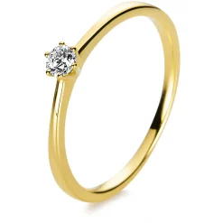 Solitär Ring Damenring 585 Gold Gelbgold Diamant Brillant 0,10 Ct. 6er-Krappe