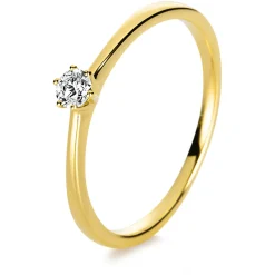 Solitär Ring Damenring 750 Gold Gelbgold Diamant Brillant 0,10 Ct. 6er-Krappe