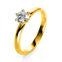 Solitär Ring Damenring 750 Gold Gelbgold Diamant Brillant 0,50 Ct. 6er-Krappe
