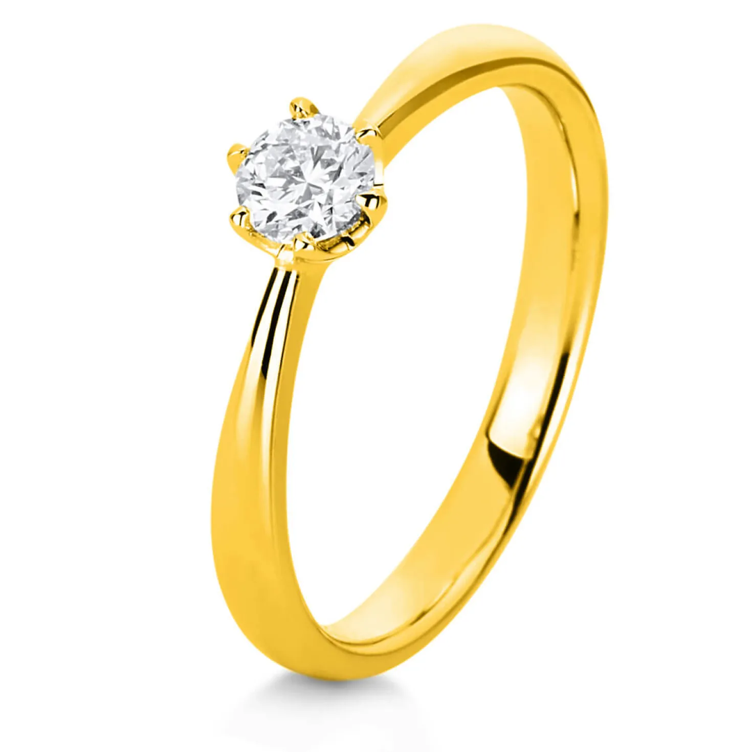 Solitär Ring Damenring 585 Gold Gelbgold Diamant Brillant 0,30 Ct. 6er-Krappe