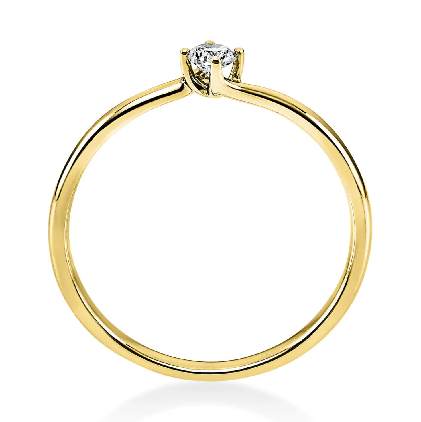 Solitär Ring Damenring 585 Gold Gelbgold Diamant Brillant 0,10 Ct. 4er-Krappe