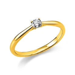 Solitär Ring Damenring 750 Gold Gelbgold mit Diamant Brillant 0,15 Ct 4er-Krappe