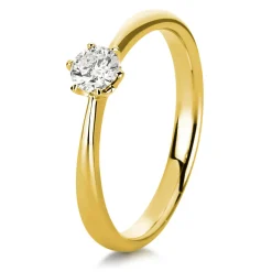 Solitär Ring Damenring 750 Gold Gelbgold mit Diamant Brillant 0,25 Ct 6er-Krappe