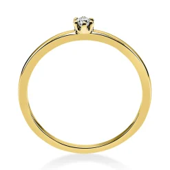 Solitär Ring Damenring 750 Gold Gelbgold mit Diamant Brillant 0,05 Ct 6er-Krappe