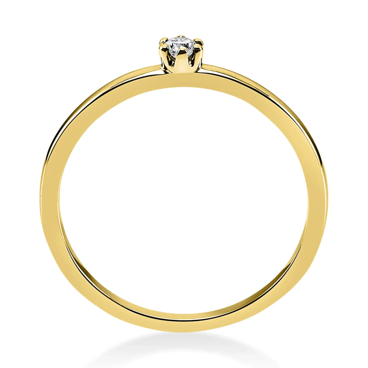Solitär Ring Damenring 750 Gold Gelbgold mit Diamant Brillant 0,05 Ct 6er-Krappe