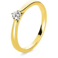 Solitär Ring Damenring 750 Gold Gelbgold mit Diamant Brillant 0,15 Ct 4er-Krappe