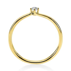 Solitär Ring Damenring 750 Gold Gelbgold mit Diamant Brillant 0,05 Ct 4er-Krappe