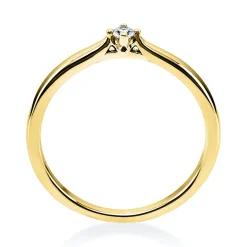 Solitär Ring Damenring 750 Gold Gelbgold mit Diamant Brillant 0,05 Ct 4er-Krappe