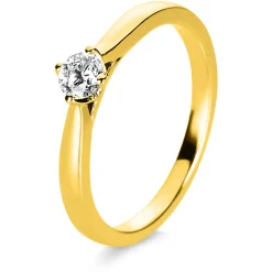 Solitär Ring Damenring 585 Gold Gelbgold mit Diamant Brillant 0,25 Ct 4er-Krappe