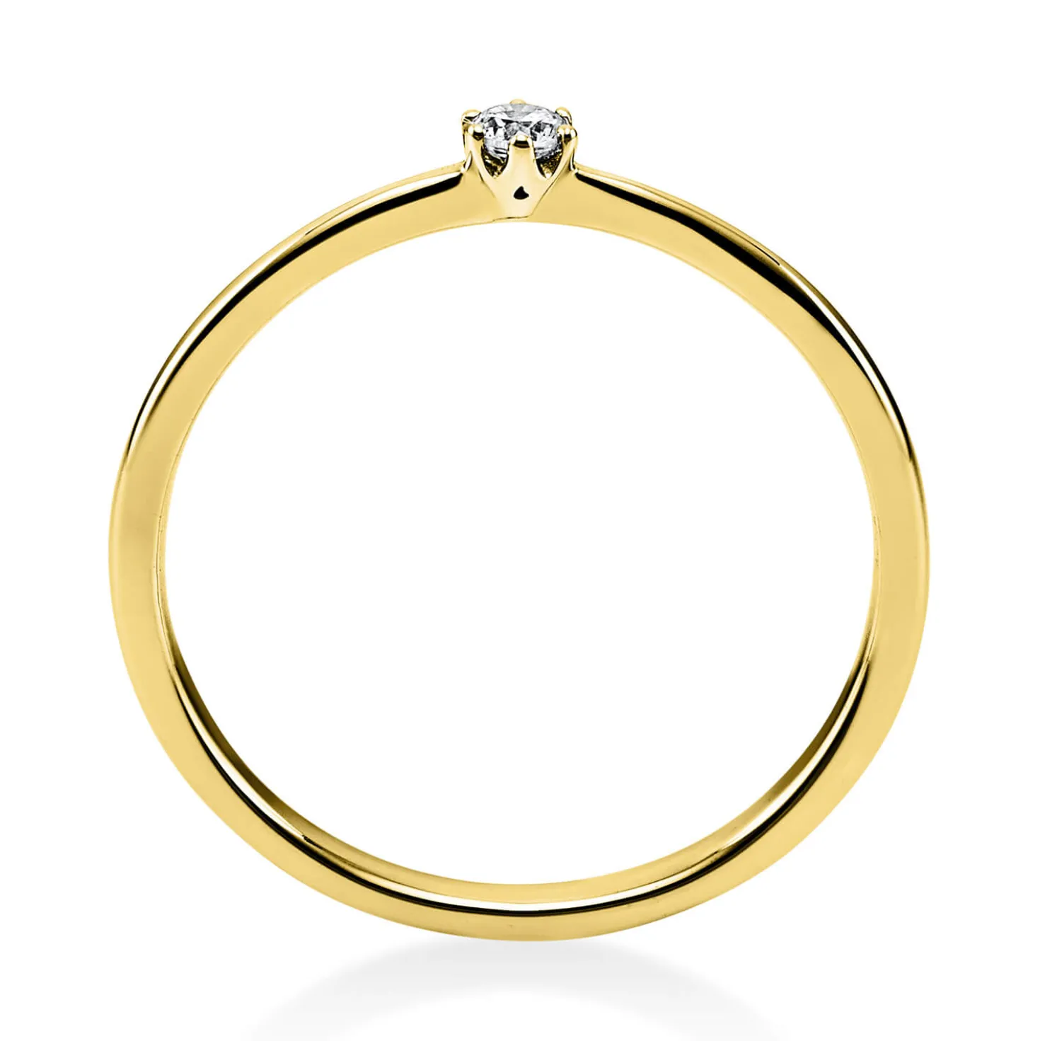 Solitär Ring Damenring 750 Gold Gelbgold mit Diamant Brillant 0,05 Ct 6er-Krappe