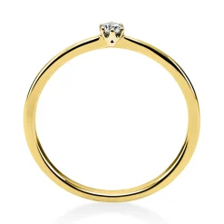 Solitär Ring Damenring 585 Gold Gelbgold mit Diamant Brillant 0,05 Ct 6er-Krappe