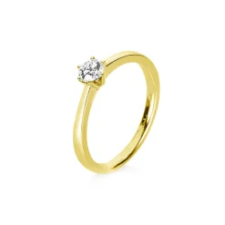 Solitär Ring Damenring 750 Gold Gelbgold mit Diamant Brillant 0,05 Ct 6er-Krappe
