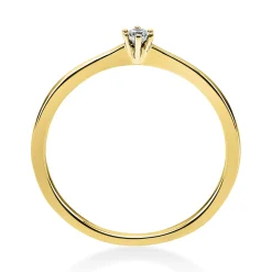 Solitär Ring Damenring 585 Gold Gelbgold mit Diamant Brillant 0,05 Ct 6er-Krappe