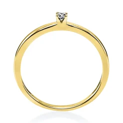 Solitär Ring Damenring 585 Gold Gelbgold mit Diamant Brillant 0,05 Ct 4er-Krappe