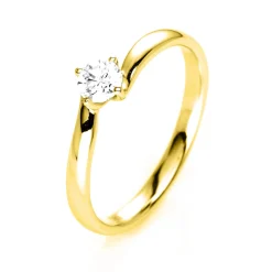 Solitär Ring Damenring 750 Gold Gelbgold mit Diamant Brillant 0,25 Ct 4er-Krappe