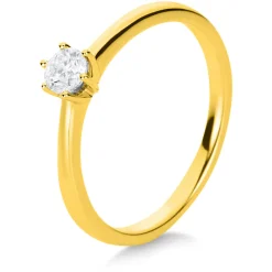 Solitär Ring Damenring 585 Gold Gelbgold mit Diamant Brillant 0,25 Ct 6er-Krappe