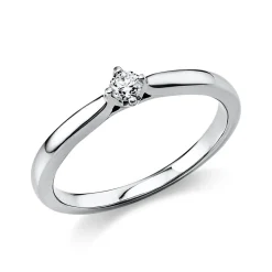 Solitär Ring Damenring 750 Gold Weißgold Diamant Brillant 0,10 Ct. 4er-Krappe