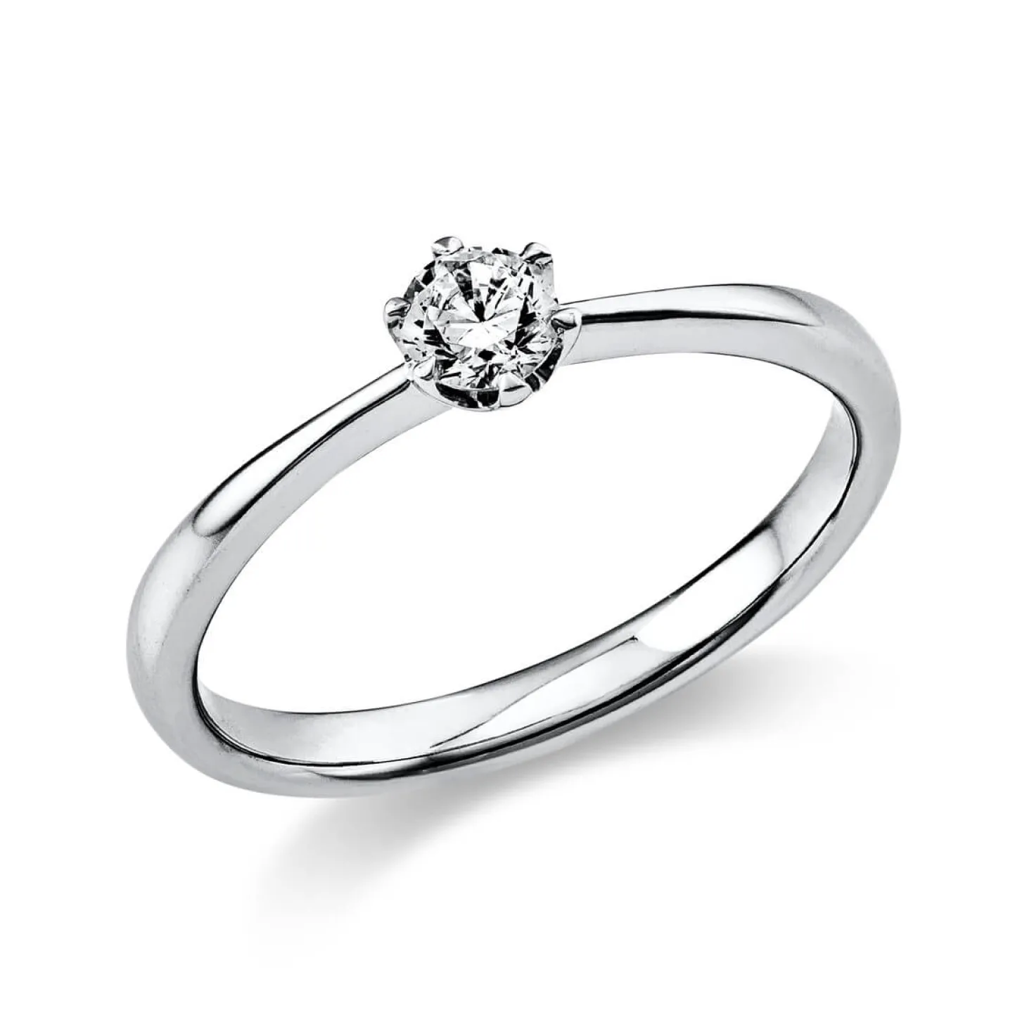 Solitär Ring Damenring 585 Gold Weißgold Diamant Brillant 0,20 Ct. 6er-Krappe