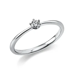 Solitär Ring Damenring 750 Gold Weißgold Diamant Brillant 0,10 Ct. 6er-Krappe