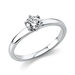 Solitär Ring Damenring 750 Gold Weißgold Diamant Brillant 0,40 Ct. 6er-Krappe