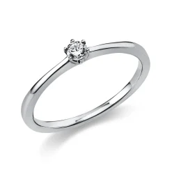 Solitär Ring Damenring 585 Gold Weißgold Diamant Brillant 0,10 Ct. 6er-Krappe