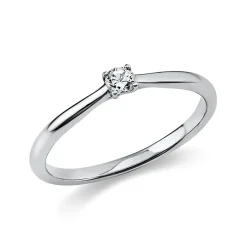 Solitär Ring Damenring 750 Gold Weißgold Diamant Brillant 0,10 Ct. 4er-Krappe