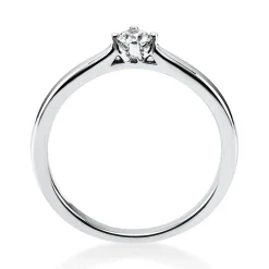 Solitär Ring Damenring 750 Gold Weißgold mit Diamant Brillant 0,15 Ct 4er-Krappe