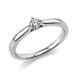 Solitär Ring Damenring 750 Gold Weißgold mit Diamant Brillant 0,15 Ct 4er-Krappe