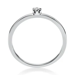 Solitär Ring Damenring 750 Gold Weißgold mit Diamant Brillant 0,05 Ct 6er-Krappe